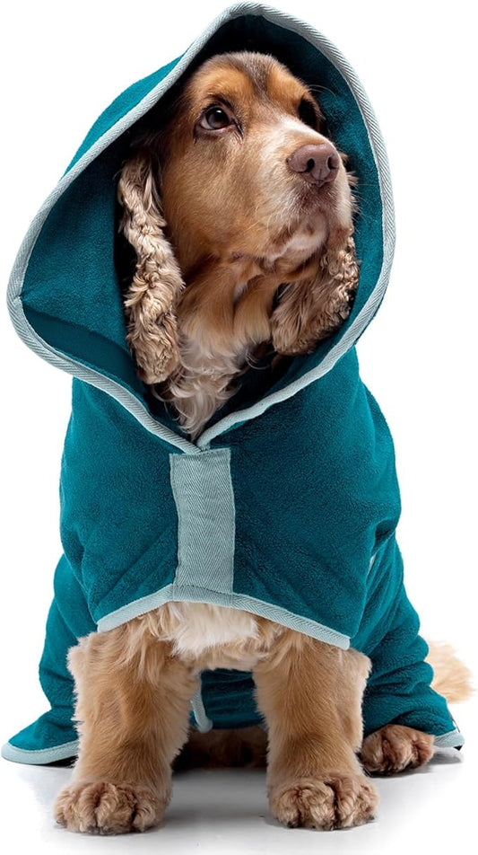 Lucky Pooch® Dog Robe - Luxurious Dog Bathrobe - Ultra Absorbent Dries Your Dogs in Minutes! Double-Layer, Super Soft Towel and Bath Robe All in One (L, Teal)