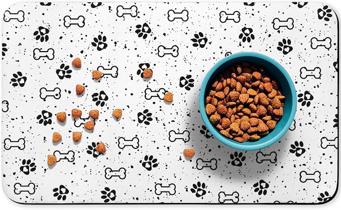Dog Food Mats,Cat Absorbent Water Bowl Feeding Mats Pet Placemats for Food and Water Spot 12 * 20 inch