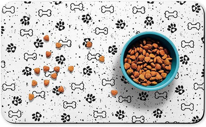 Dog Food Mats,Cat Absorbent Water Bowl Feeding Mats Pet Placemats for Food and Water Spot 12 * 20 inch