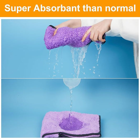 Bienbee Dog Bathrobe, Quick Drying Super Absorbent Dog Robes for After Bath, Warm Keeping Dogs Towel, Dogs Bath Supplies, Light Purple XXL