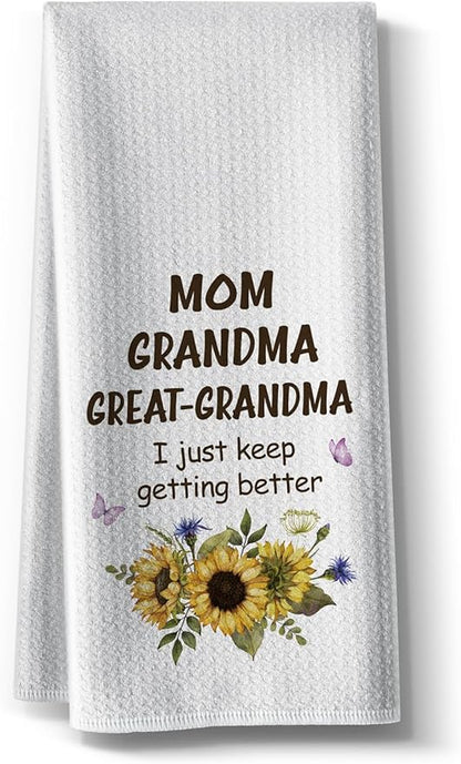 Kitchen Towels for Grandma-Funny Joked Hand Dish DéCor, Absorbent Tea Towel,Gifts for Great Grandmother On Birthday,Christmas,Mother's Day,Thanksgiving 16" x 24"
