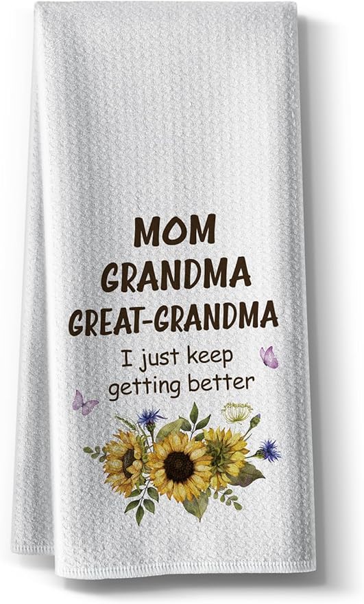 Kitchen Towels for Grandma-Funny Joked Hand Dish DéCor, Absorbent Tea Towel,Gifts for Great Grandmother On Birthday,Christmas,Mother's Day,Thanksgiving 16" x 24"
