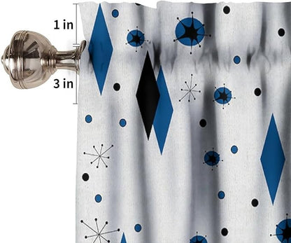 Mid Century Valance Curtains, Retro Atomic Starburst Vintage Modern Abstract Geometric Pattern 1950s Window Curtain Valance for Bedroom Living Room Kitchen 54x18inch