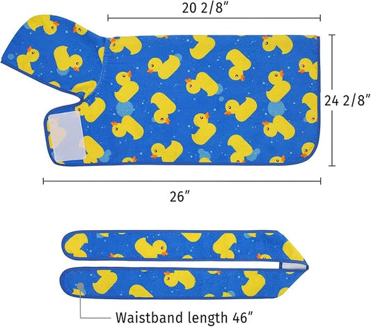 HDE Dog Bathrobe Super Absorbent Quick Drying Puppy Towel Wrap Coat Adjustable After Bath Robes with Hood for Dog Sizes S-XXL Blue Rubber Ducks M