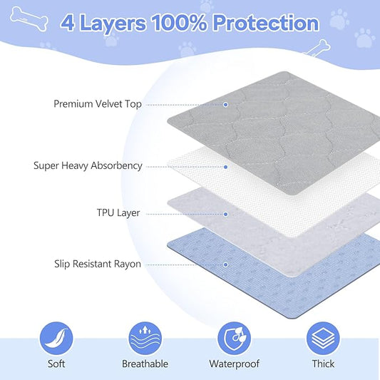 72" x 72" Extra Large Dog Pee Pad - Waterproof Quick Drying Pet Pad for Dogs, Reusable Puppy Pads, Anti-Slip Floor Pad Playpen Crate Washable Mat for Dog Whelping Incontinence Housebreaking, 1 Pack