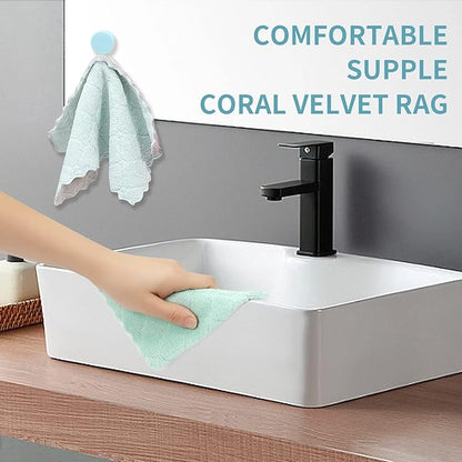 20Pcs Kitchen Cloth,Dish Towels,Super Absorbent Coral Fleece Dishtowels,Premium Dishcloths,Nonstick Oil Washable Fast Drying Dish Rags,for Clean Table Dish Glass Pet Paws (Green Gray)