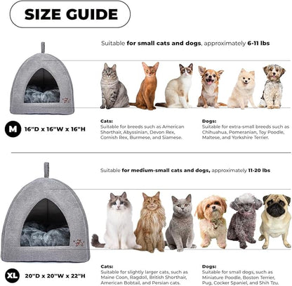 Best Pet Supplies Dog House Bed Crate Mat Tent Indoor Round Soft Plush for Small, Medium, and Large Breeds - Gray, 20 x 20 x H:22"