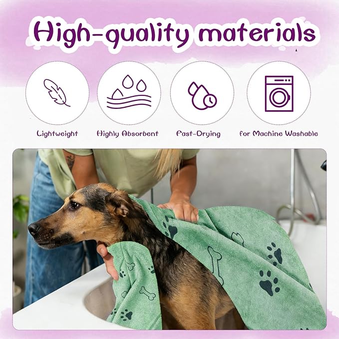 Dog Towels for Drying Dogs Bulk 20 x 40 Inch Quick Drying Pet Bath Towels Colorful Pet Grooming Towel Absorbent Microfiber Towel for Small Medium Large Dog Puppy Cat (Teal, 30)