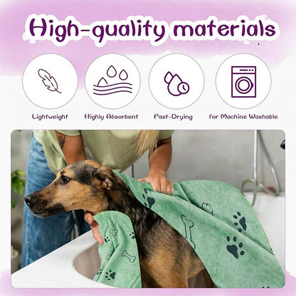 Dog Towels for Drying Dogs Bulk 20 x 40 Inch Quick Drying Pet Bath Towels Colorful Pet Grooming Towel Absorbent Microfiber Towel for Small Medium Large Dog Puppy Cat (Teal, 30)