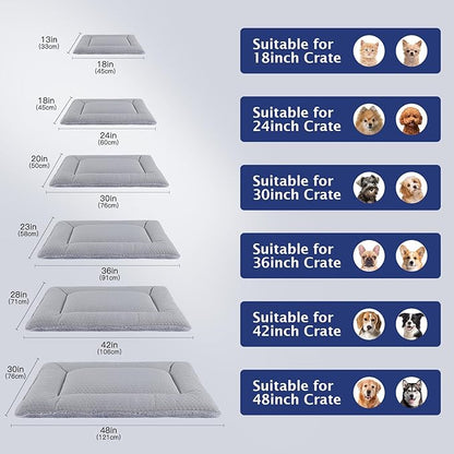 Dog Bed Mat,Crate Pad Reversible,Soft Kennel Pad, Washable Dog Crate Mat (Cool and Warm),Pet Sleeping Mattress for Small Medium Dogs XB009 (48''x30'',Grey)