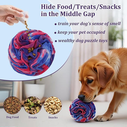 Snuffle Ball for Dogs, Sniffle Interactive Treat Toy, Washable Puppy Treat Toy, Foraging Puzzle Ball Toy, Mind Games for Dogs, Enrichment Dog Toys