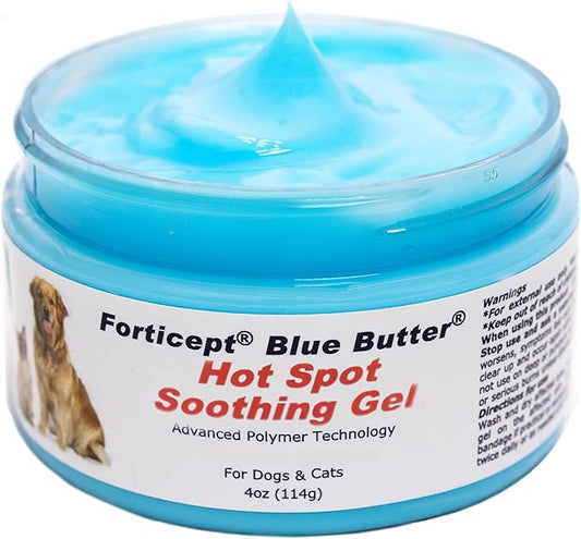 Forticept Blue Butter – Hot Spot Treatment for Dogs Cats | Dog Cat Wound Care | Skin Yeast Infections, Ringworm, Cuts, Rashes, First Aid Veterinary Strength Anti Itch Cream 4oz