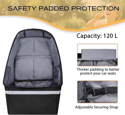 LARIPOP Car Seat Travel Bag for Airplane Gate Check Approved, Padded Backpack with Adjustable Straps, Reflective Strips & Protective Feet for Infant Convertible Booster Seats, Black
