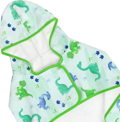 HDE Dog Bathrobe Super Absorbent Quick Drying Puppy Towel Wrap Coat Adjustable After Bath Robes with Hood for Dog Sizes S-XXL Cute Dinosaurs XXL