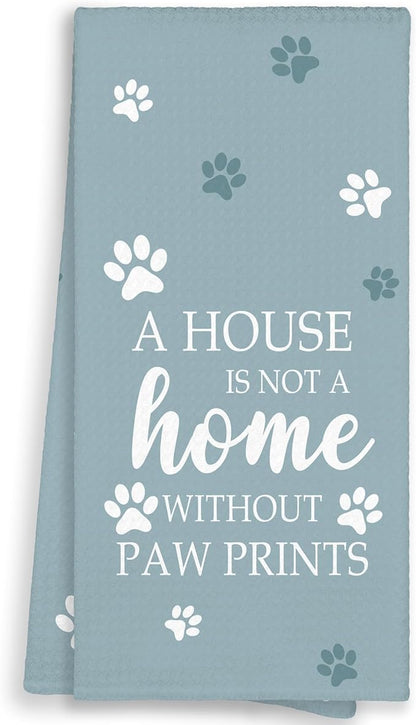 Funny Dog Paw Blue Kitchen Towels, Dog Lovers Gifts for Women Men Hand Towels for Bathroom, Gifts for Pet Lovers Decorative Hand Tea Dish Towels for Kitchen Decor 16x24in