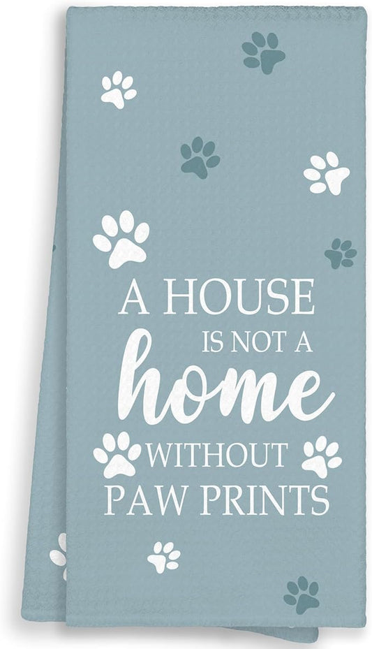 Funny Dog Paw Blue Kitchen Towels, Dog Lovers Gifts for Women Men Hand Towels for Bathroom, Gifts for Pet Lovers Decorative Hand Tea Dish Towels for Kitchen Decor 16x24in