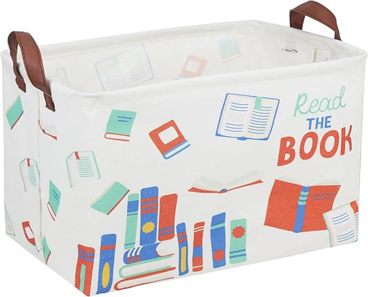 Kids Baskets Nursery Basket Girl Baby Storage Bins Rectangular Book Basket Toy Storage Bin Organizer Shelf Box Rose Room Decor(Book)