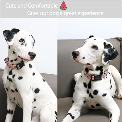 ARING PET Summer Dog Collar-Cute Watermelon Dog Collar for Medium Dogs, Adjustable Soft Cotton Girl Dog Collars for Small Medium Large Dogs, Medium