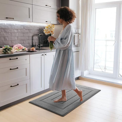 GRANNY SAYS Kitchen Mats for Floor, 32 x 20, Kitchen Rugs Non Slip Washable, Thick Floor mats for Kitchen, Laundry, Kitchen Carpet Non Skid, Grey