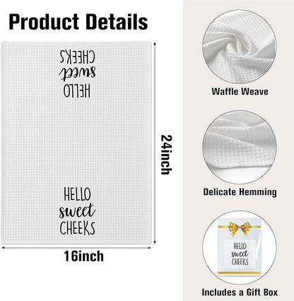Hello Sweet Cheeks Hand Towel, Waffle Weave Microfiber Bathroom Towel, Funny Rustic Farmhouse Decor, Cute Guest Bathroom Accent
