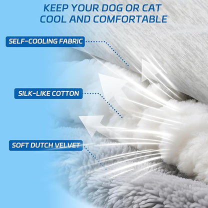 Dog Cooling Mat Self Coolings Foldable Cooling Pad for Dog in Summer Coolings Mat for Dogs and Cats Machine Washable (Rectangle,Gray, Large-48 L x 28" W)