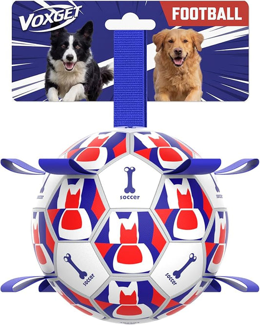 Interactive Dog Ball Toys, 2026 Dog Soccer Ball with Thicken Straps for Small Medium Breeds Tug of War, Small Herding Balls with Pump for Puppy Dogs Outdoor Play Training (Blue, 6 Inch)
