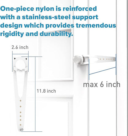 Neobay Cat Door Latch with Stabilizer, 7 Sizes Adjustable Cat Door Holder Latch, Keeps Dog Out of Litter Box, No-Drill & Portable for Interior Doors, White, 2 Packs