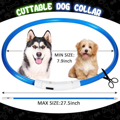 Frienda 4 Pcs Dog Collar LED USB Rechargeable Lights Dog Necklace Collars Doggy Lights for Night Walking Adjustable Safety Lamp Pet Collars for Large Medium Small Puppy(Classic Style,Green, Blue)