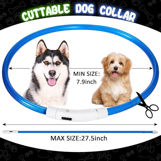 Frienda 4 Pcs Dog Collar LED USB Rechargeable Lights Dog Necklace Collars Doggy Lights for Night Walking Adjustable Safety Lamp Pet Collars for Large Medium Small Puppy(Classic Style,Green, Blue)