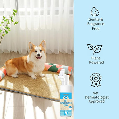 Dog Paw Cleaner with Soft Silicone Brush & No-Rinse Foam – Gentle Mud, Dirt, and Odor Removal for Dogs and Cats – Includes Moisturizing Paw Balm and Towel for Complete Paw Care
