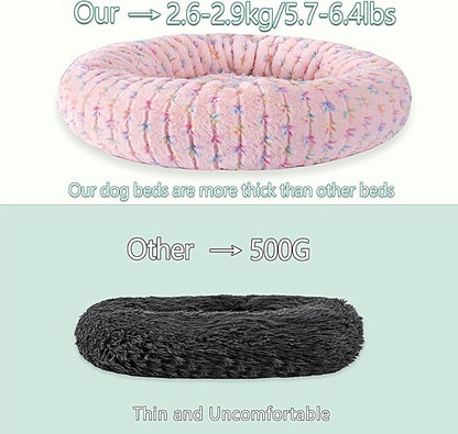 39 Inch Calming Dog Bed for Large Dogs, Round Anti-Anxiety Warm Bed, Soft Cozy Anti-Slip Donut Washable Pet Bed, Fits up to 100 lbs Pets