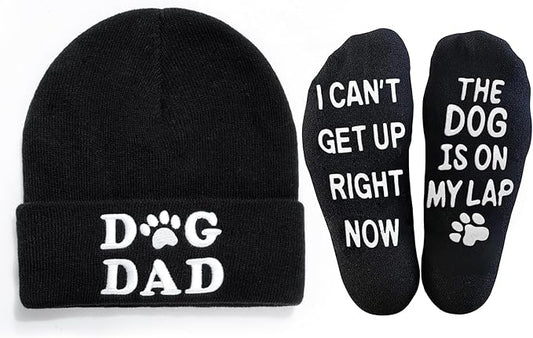Winter Knitted Beanie Hat and Themed Scoks for Dog Cat Lover Gifts, Christmas Stocking Stuffers for Men Women