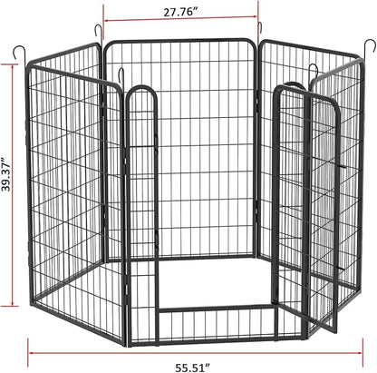 Dog Playpen Indoor - Pet Fence Puppy Exercise Pen for Yard Gate 6/8/12/16Panel Heavy Duty Crates with Doors Metal Dog Pen for Camping Outdoor (27.76 x 39.37 Inch, Black 6 Panels)