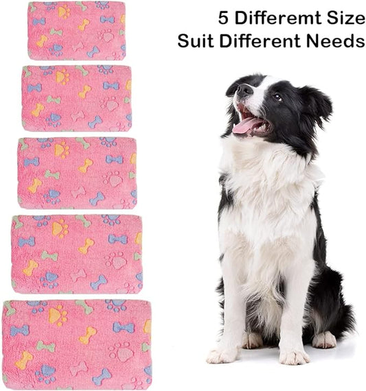 Dono 1 Pack 3 Dog Blankets, Soft Fluffy Fleece Pet Blanket Warm Sleep Mat Paw Print Design Puppy Kitten Throw Blankets Doggy Blanket for Dogs