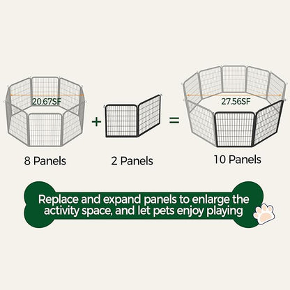 Yaheetech Dog Playpen Outdoor, 32 inch 4 Panels Dog Pen Indoor Heavy Duty Puppy Exercise Pen Metal Pet Fence for RV Camping/Yard/Garden