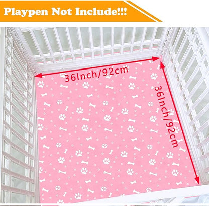 Dog Playpen Bottom Pad Fits for 36 Inch 4 Panels Exercise Pet Playpen, Dog Crate Pad Puppy Playpen Pad, Hoop and Loop Design (Note: Playpen Not Included). -Pink