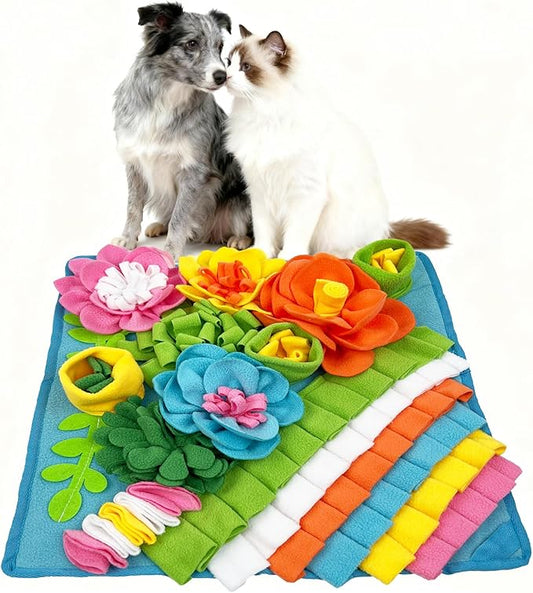 Snuffle Mat for Dogs, 15.4''*15.4'' for Small & Medium, Fleece Mentally Stimulating Toys for Dogs Cats Rabbits, Helps Control Eating Speed and Train Scent Detection (Heavyweight Style)