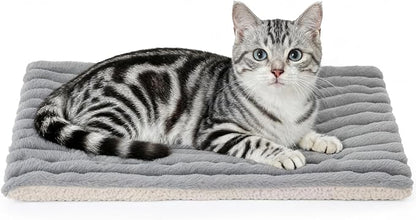 Self Warming Cat Bed, 2 Pack 22x16 Inch Reversible Two-Sided Use Self Heating Mat for Cats and Dogs, Washable Pets Crate Pad for Indoor & Outdoor Use, Non-Slip & Cozy Flannel Base