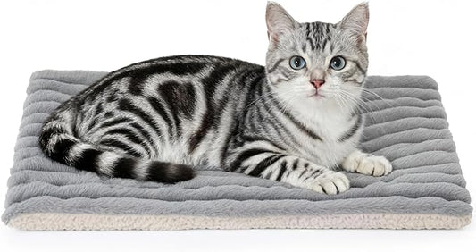 Self Warming Cat Bed, 2 Pack 22x16 Inch Reversible Two-Sided Use Self Heating Mat for Cats and Dogs, Washable Pets Crate Pad for Indoor & Outdoor Use, Non-Slip & Cozy Flannel Base