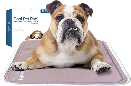 The Green Pet Shop Cool Pet Pad - Medium, Latte- Self-Cooling, Pressure Activated Mat for Dogs & Cats from 21-45 lbs - Non-Toxic Gel, No Water Needed