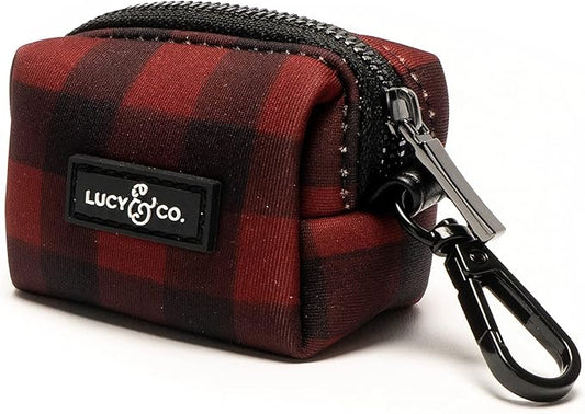 Lucy & Co. Holly Jolly Dog Poop Bag Holder - Cute Designer Pet Waste Bag Dispenser, One Size, Red Buffalo Plaid