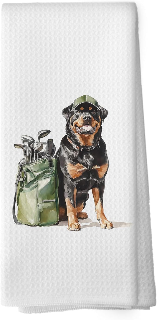Golf Dog Kitchen Towels - Bernese Mountain Dish Towels, Sports Gifts, Pet Golf Club Decorative Absorbent Dishcloths Hand Towels for Kitchen Gym Spa Decor 16x24 Inches