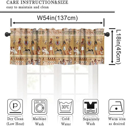Vintage Ancient Egypt Curtains Valance, Egyptian Culture Mysterious Old Egypt African Pharaoh Theme Window Valance Curtain for Farmhouse Bedroom Living Room Kitchen 54x18inch