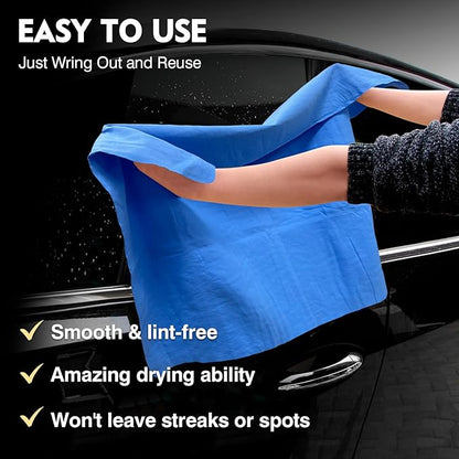 Premium Shammy Towel for Car Drying 2pk (26”x17”)-Super Absorbent Chamois Towel-Reusable shamies Towels for Cars, Bathroom,Pets, Dust Remove, No Spots/Streak/Scratch, Large, Blue