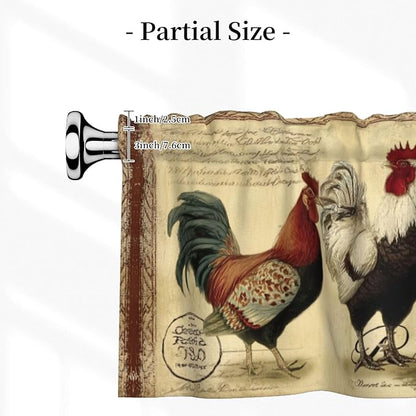 Worltoldb Vitange Chicken Curtain Valance Short Rod Pocket Window Treatment for Living Room Bedroom Kitchen Bathroom 1 Panel 54" W x 18" L