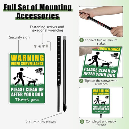 14 X 10 Inches Please Clean Up After Your Dog Metal Sign with 36 inch Heavy Duty Aluminum Stake, No Dog Poop Signs, Pick Up After Your Dog Sign, Pick Up After Your Dog Sign for Yard Lawn