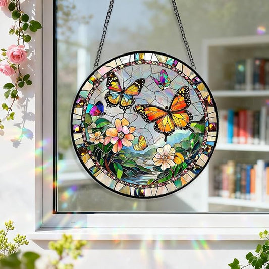 8 Inch Sun Catchers Indoor Window, Acrylic Rainbow Suncatcher Window Hanging Decoration for Living Room Bedroom Summer Home Balcony Ornaments Decoration (207 Butterfly)