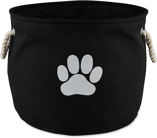 Bone Dry Pet Storage Collection Collapsible Bin, Black, Medium Round