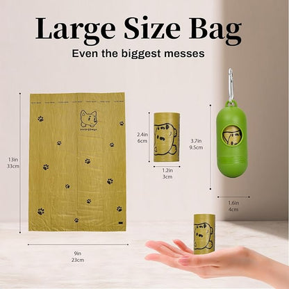 870 Counts Dog Poop Bags Rolls with Dispenser & Leash Clip, Scented Poop Bags for Dogs Waste, Extra Thick & Leak Proof for Poop Doggie Puppy Pet Waste, 9" x 13", Dark Khaki