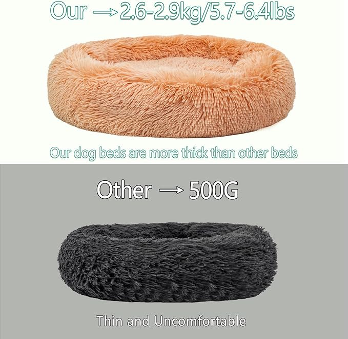 Calming Dog Bed for Big Dogs, 39'' Round Anti-Anxiety Warm Fluffy Plush Faux Fur Bed, Soft Anti-Slip Donut Washable Big Pet Bed, Cozy Big Dogs Bed, Fits up to 100 lbs Pets
